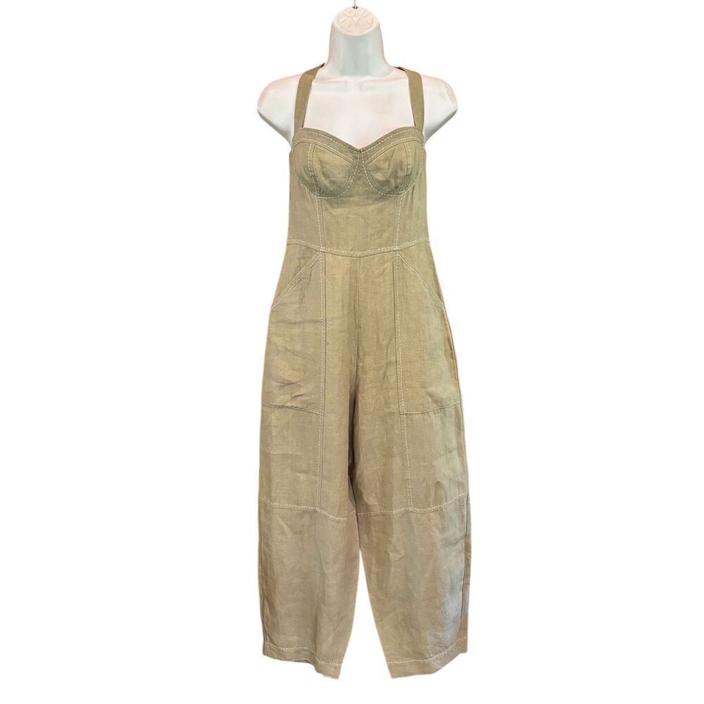 Rhode Linen Khaki Green Romper NWT Size Small/2